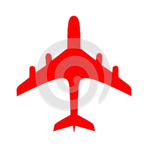 red plane over white background