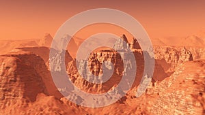 Red planet, panoramic landscape of Mars