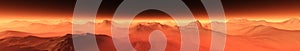 Red planet, panoramic landscape of Mars