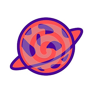 Red planet with ring. Space science astronomy icon symbol