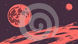 Red Planet Space Landscape Vector, vector design Generative AI