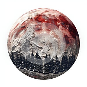 Red planet in the winter forest,  Elements of this image furnished