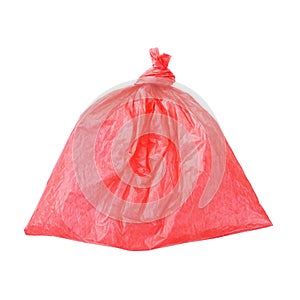 red plastic bag isolated on white