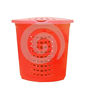 Red plastic basket for washing