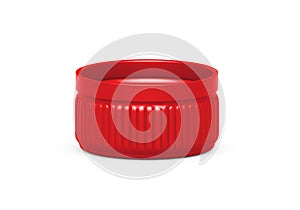 Red plastic bottle caps isolated on white background