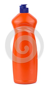 Red plastic bottle Isolated on a white background