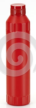 Red plastic bottle for ketchup