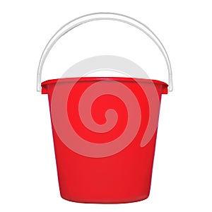 Red plastic bucket isolated