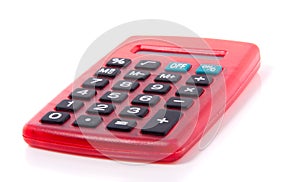 A red plastic calculator