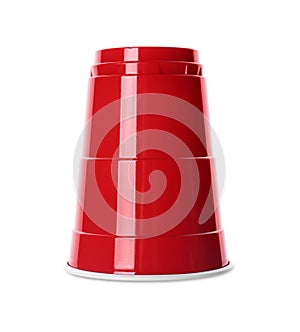 Red plastic cup isolated. Beer pong game