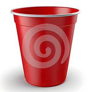 Red plastic cup on white background