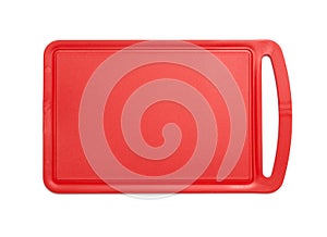 Red plastic cutting board photo