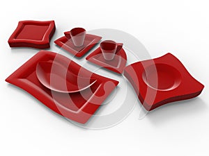 Red plastic dinner ware