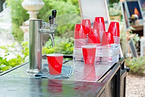 Red Plastic Drinking Cups. Plastic red solo drinking cups for beer pong or drinking game.