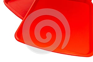 Red plastic food tray.