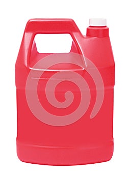 Red plastic gallon, jerry can isolated on a white