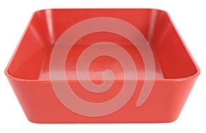 Red plastic pot for food