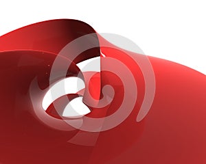 Red plastic spiral - wave polishes and reflecting photo