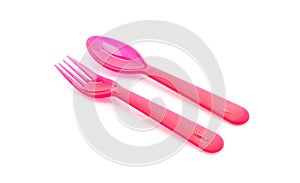 red plastic spoon and fork