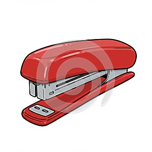Red Plastic Stapler on White Background