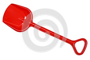 Red plastic toy shovel