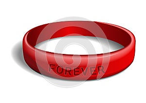 Red plastic wristband with inscription - FOREVER