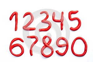 Red plasticine numbers