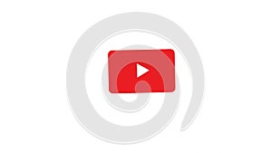 Red Play Button Icon. Flat Social Media Background Sign Download. Animation