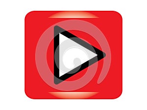 Red play button icon vector