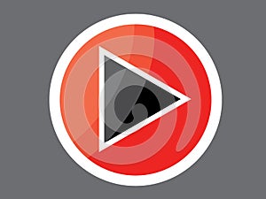 Red play button icon vector