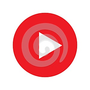 Red play button icon on white background vector. Play symbols for you website design.multimedia for video and audio