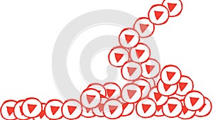 Red play button illustration on white background