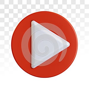 Red play button. Video player icon concept