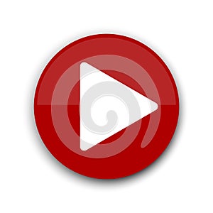 Red play button. Website icon symbol. Vector web button. Stock image