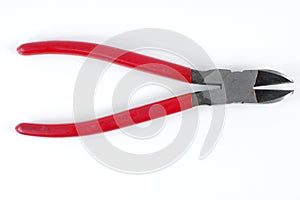 Red pliers isolated in white background