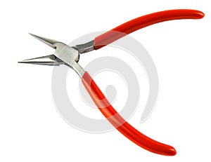 Red pliers isolated on white background