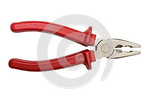 Red pliers isolated on white background