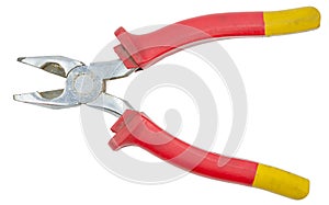 Red pliers isolated on white background with clipping path