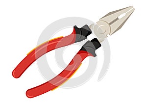 Red pliers work tools clipart vector flat design isolated on white background