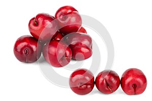 Red plum fruit isolated on white background