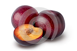 Red plums  isolated on white background