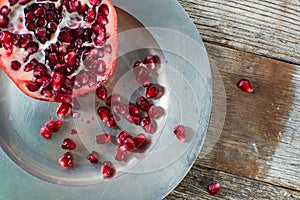 Red Pmoegranite with fruit seeds