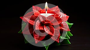 red poinsettia christmas candle