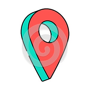 red pointer map location icon color illustration