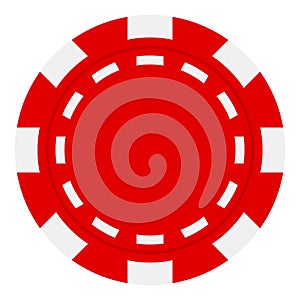 Red Poker Chip Flat Icon Isolated on White