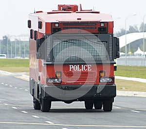 Red police truck