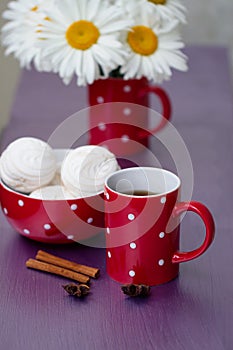 Red polka dot cup of tea