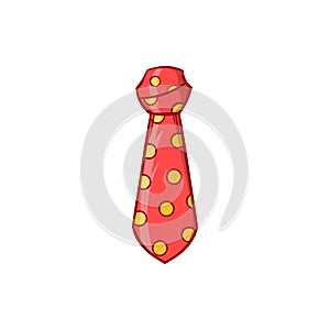 Red polka dot neck tie icon, cartoon style