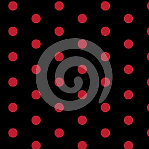 Red polka dot seamless pattern on black background