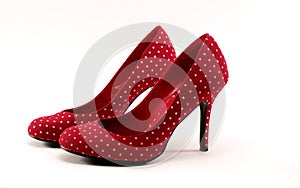 Red polkadot high heels #2